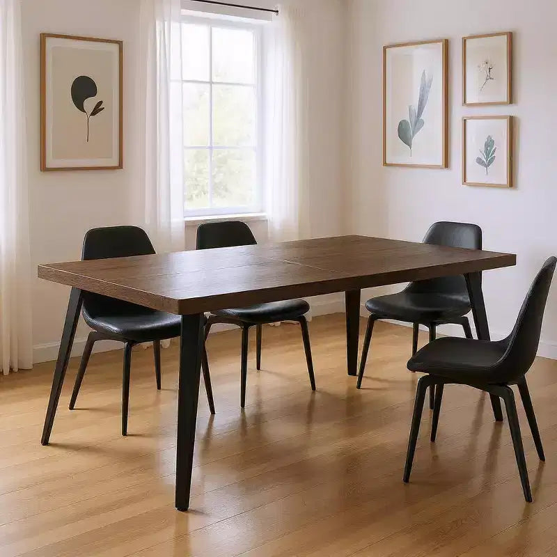 Table à manger HomeRoots 63 en bois marron foncé et noir et acier