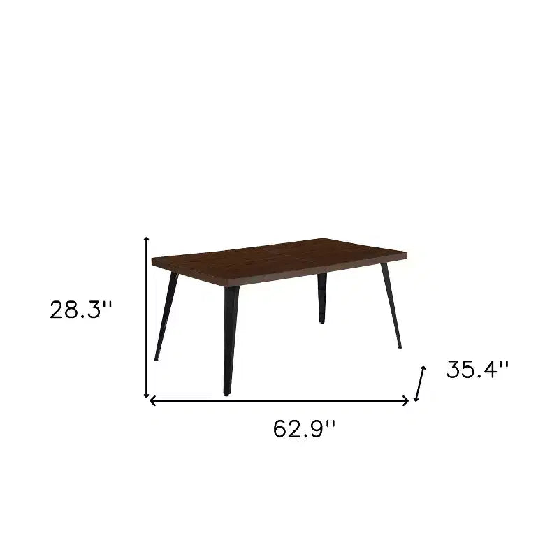 Table à manger HomeRoots 63 en bois marron foncé et noir et acier