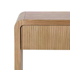Console de Chevet Moderne Whisen, Table de Couloir Élégante, Table Basse Fine à 3 Tiroirs, Lattes Verticales, Design à Bords Arrondis