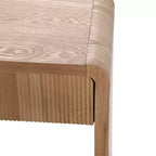 Console de Chevet Moderne Whisen, Table de Couloir Élégante, Table Basse Fine à 3 Tiroirs, Lattes Verticales, Design à Bords Arrondis