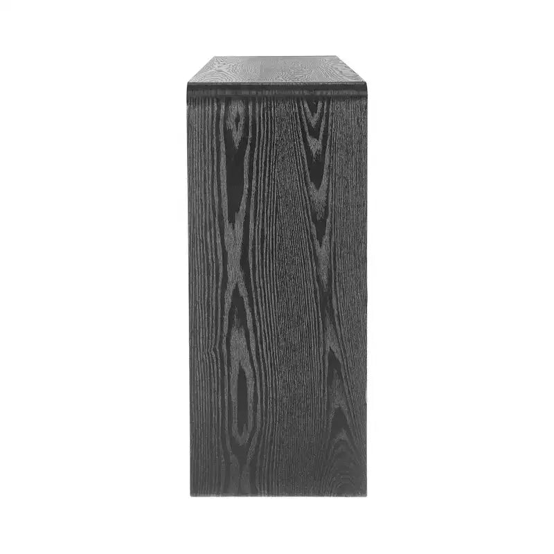Console de Chevet Moderne Whisen, Table de Couloir Élégante, Table Basse Fine à 3 Tiroirs, Lattes Verticales, Design à Bords Arrondis