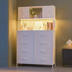 COZONY Commode à 12 tiroirs pour chambre, commode de rangement en tissu avec étagères ouvertes, plateau en bois et structure métallique