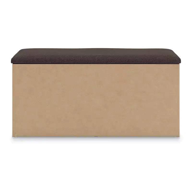 Banc de rangement de chambre Ashley Prandefort Signature Design avec siège rembourré, 2 tiroirs, finition bois tanné et dessus en tissu marron