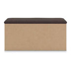 Banc de rangement de chambre Ashley Prandefort Signature Design avec siège rembourré, 2 tiroirs, finition bois tanné et dessus en tissu marron