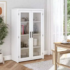 GDFStudio Arlowe Modern Wood Storage Cabinet with Glass Door