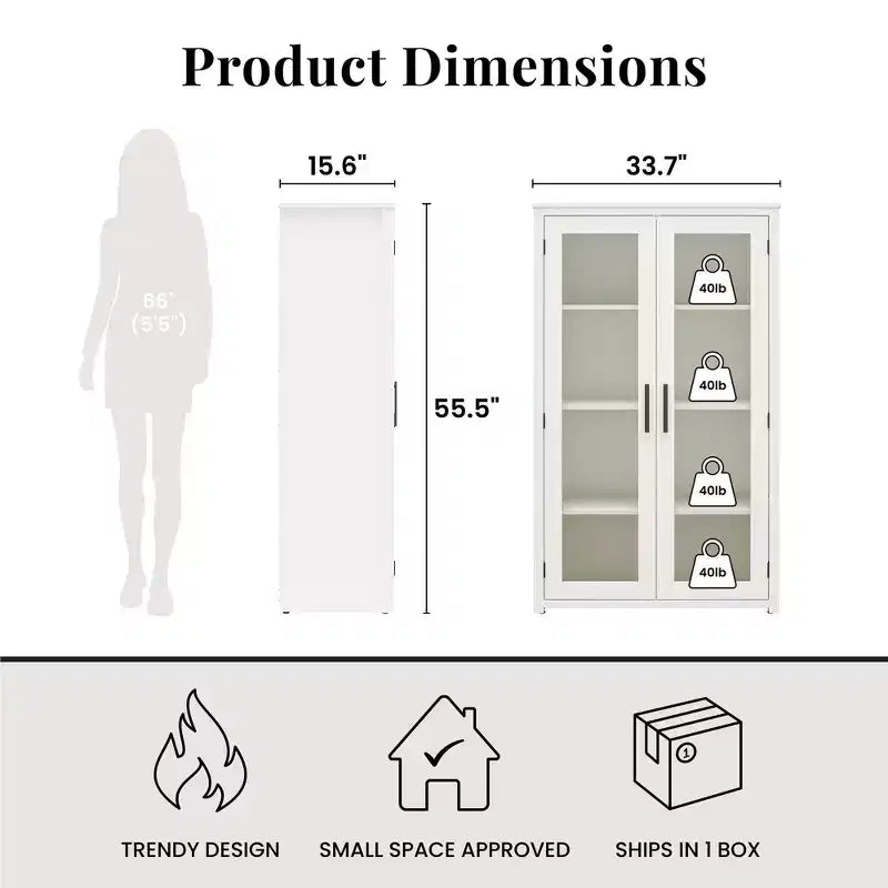 Meuble de rangement moderne GDFStudio Arlowe en bois avec porte vitrée