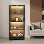 Vitrine VEVOR avec Portes en Verre, Vitrine Lumineuse de 165 cm avec 3 Couleurs d'Éclairage, Armoire de Rangement 4 Niveaux pour Collections, Noir