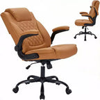 Fauteuil de bureau exécutif en cuir, chaise de bureau ergonomique robuste de 158 kg avec soutien lombaire, accoudoirs rembourrés relevables, verrouillage de l'inclinaison, pivotement à 360°