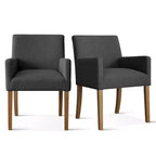 Ensemble de salle à manger 9 pièces avec rallonge, comprenant 6 chaises sans accoudoirs et 2 fauteuils en lin neutre, pieds en bois massif, style moderne-Panipeachy
