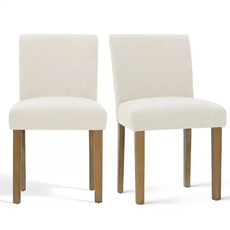 Ensemble de salle à manger 9 pièces avec rallonge, comprenant 6 chaises sans accoudoirs et 2 fauteuils en lin neutre, pieds en bois massif, style moderne-Panipeachy