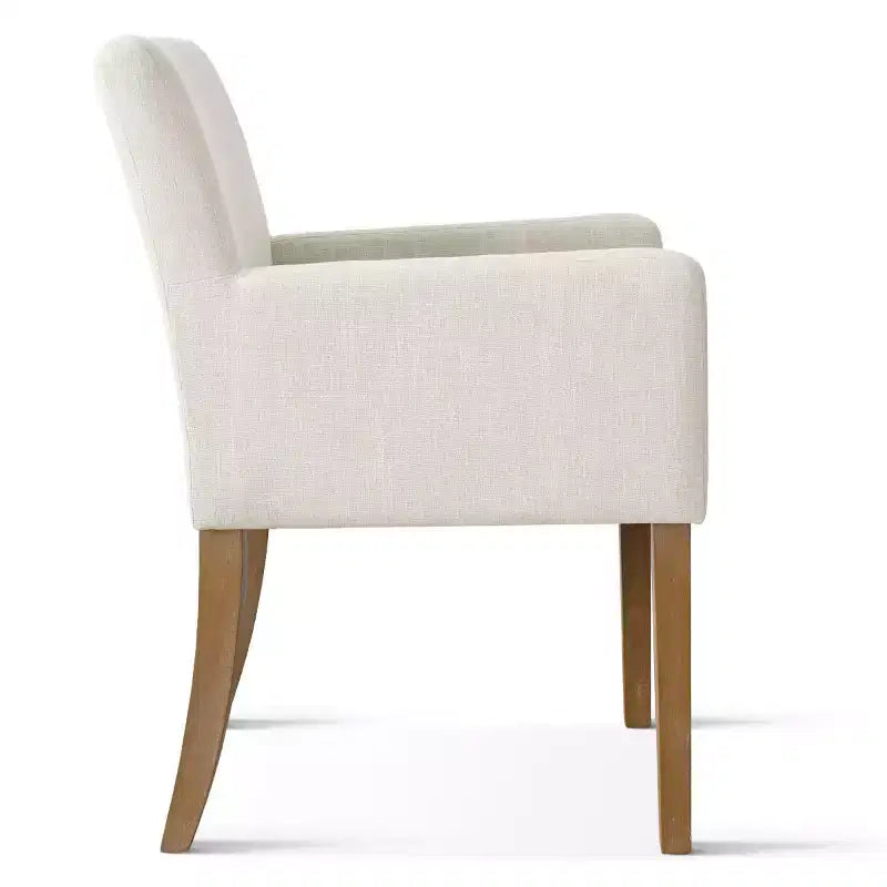 Ensemble de salle à manger 9 pièces avec rallonge, comprenant 6 chaises sans accoudoirs et 2 fauteuils en lin neutre, pieds en bois massif, style moderne-Panipeachy