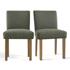 Ensemble de salle à manger 9 pièces avec rallonge, comprenant 6 chaises sans accoudoirs et 2 fauteuils en lin neutre, pieds en bois massif, style moderne-Panipeachy