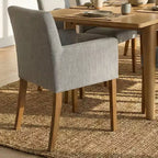 Ensemble de salle à manger 9 pièces avec rallonge, comprenant 6 chaises sans accoudoirs et 2 fauteuils en lin neutre, pieds en bois massif, style moderne-Panipeachy