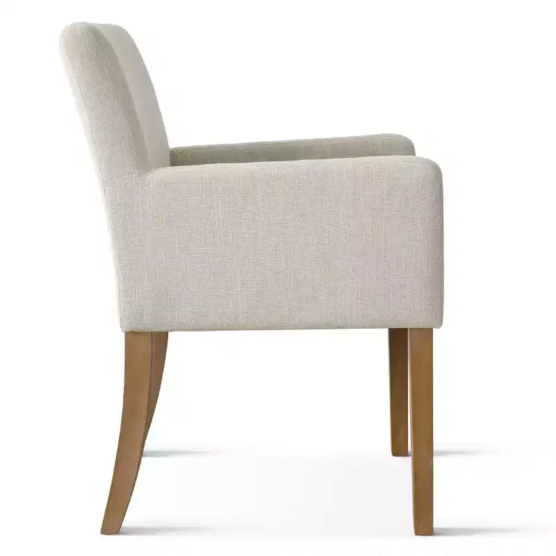 Ensemble de salle à manger 9 pièces avec rallonge, comprenant 6 chaises sans accoudoirs et 2 fauteuils en lin neutre, pieds en bois massif, style moderne-Panipeachy