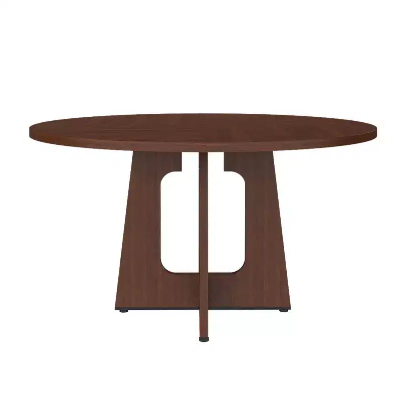 Table à manger ronde de 47 pouces pour 4, table de cuisine de ferme en MDF avec finition grain de bois, capacité de charge de 136 kg pour salle à manger, cuisine, salon