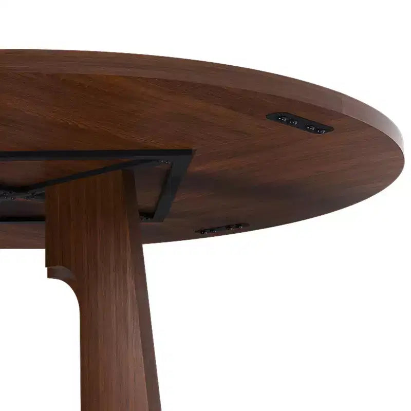 Table à manger ronde de 47 pouces pour 4, table de cuisine de ferme en MDF avec finition grain de bois, capacité de charge de 136 kg pour salle à manger, cuisine, salon