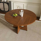 Table à manger ronde de 47 pouces pour 4, table de cuisine de ferme en MDF avec finition grain de bois, capacité de charge de 136 kg pour salle à manger, cuisine, salon