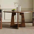 Table à manger ronde de 47 pouces pour 4, table de cuisine de ferme en MDF avec finition grain de bois, capacité de charge de 136 kg pour salle à manger, cuisine, salon