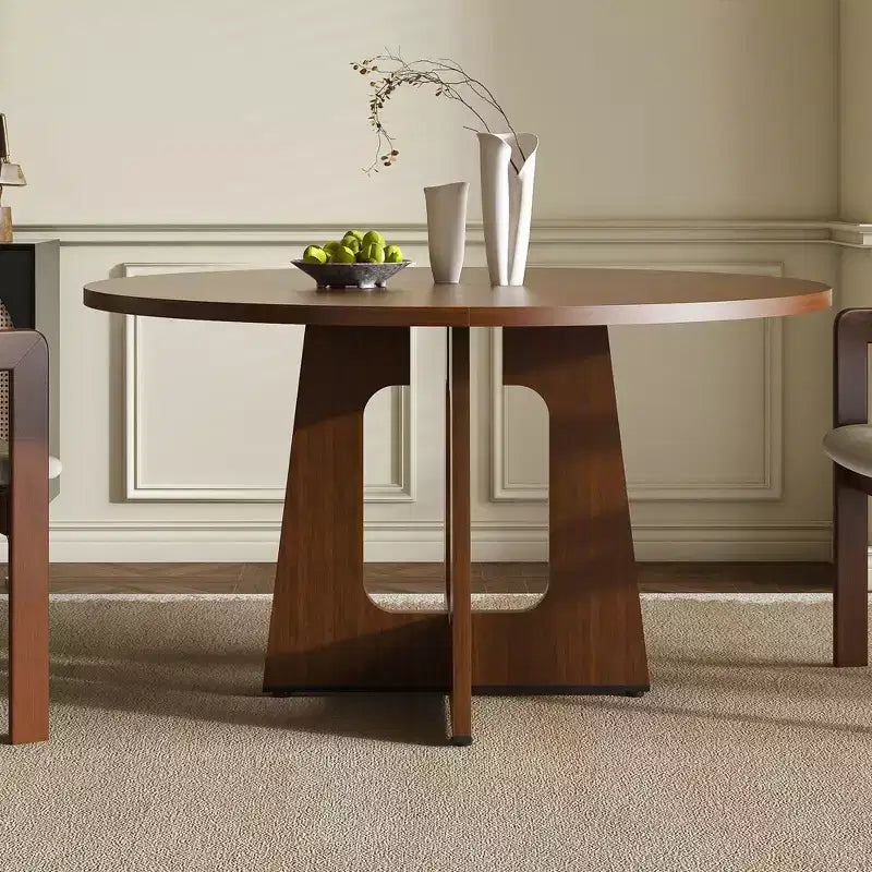 Table à manger ronde de 47 pouces pour 4, table de cuisine de ferme en MDF avec finition grain de bois, capacité de charge de 136 kg pour salle à manger, cuisine, salon