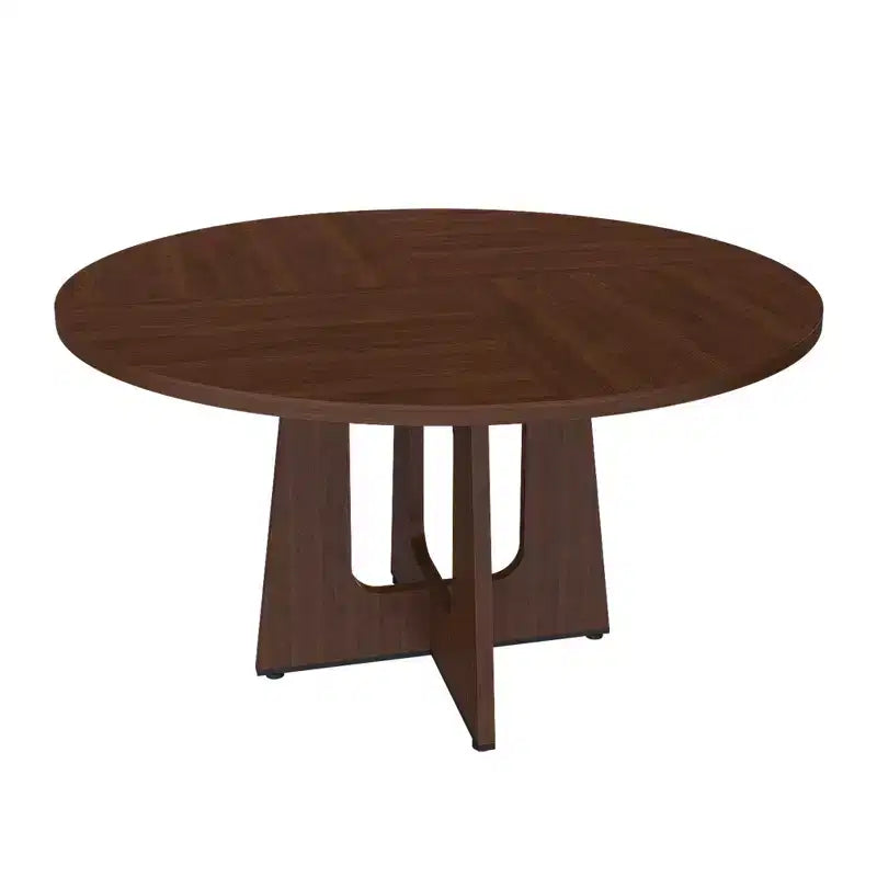 Table à manger ronde de 47 pouces pour 4, table de cuisine de ferme en MDF avec finition grain de bois, capacité de charge de 136 kg pour salle à manger, cuisine, salon