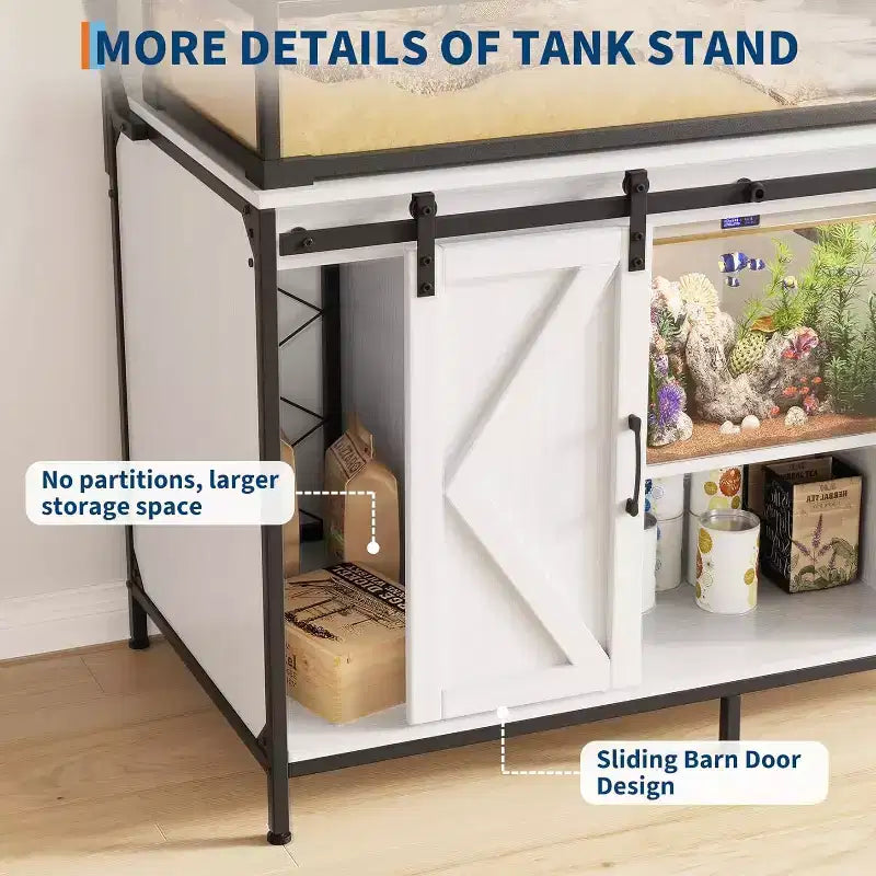 Meuble pour aquarium et terrarium jusqu'à 450 litres, avec plateau de 122x61 cm, prise de courant intégrée, idéal pour les agames barbus, les tortues et les poissons