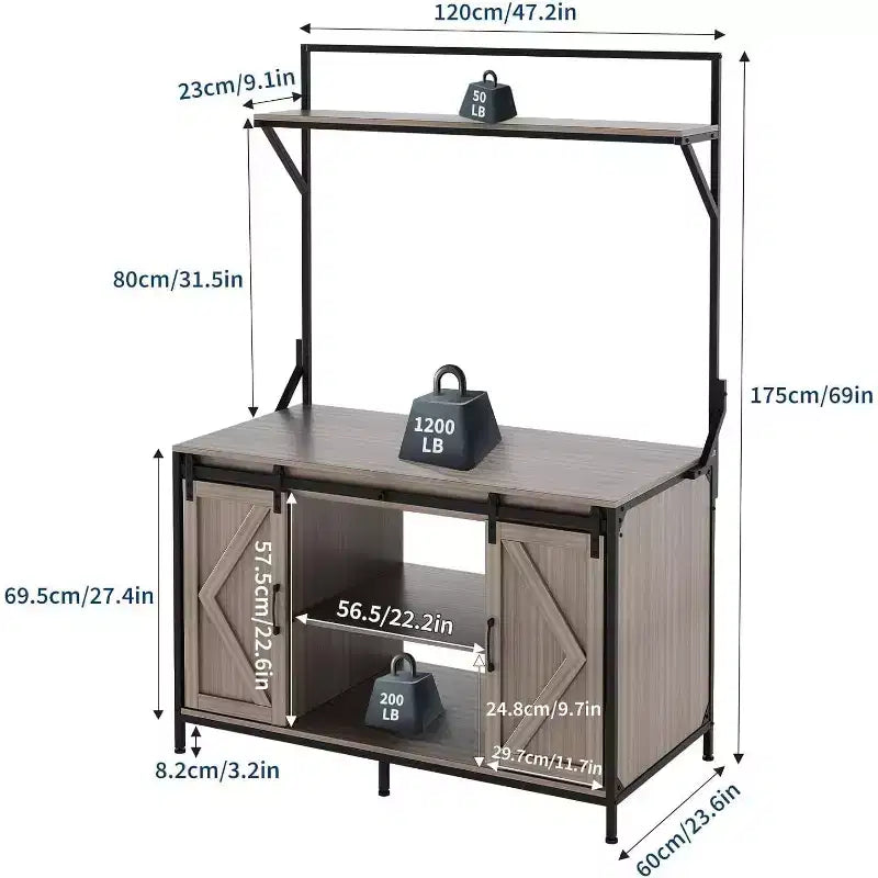 Meuble pour aquarium et terrarium jusqu'à 450 litres, avec plateau de 122x61 cm, prise de courant intégrée, idéal pour les agames barbus, les tortues et les poissons