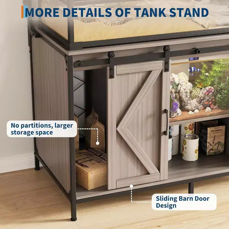 Meuble pour aquarium et terrarium jusqu'à 450 litres, avec plateau de 122x61 cm, prise de courant intégrée, idéal pour les agames barbus, les tortues et les poissons