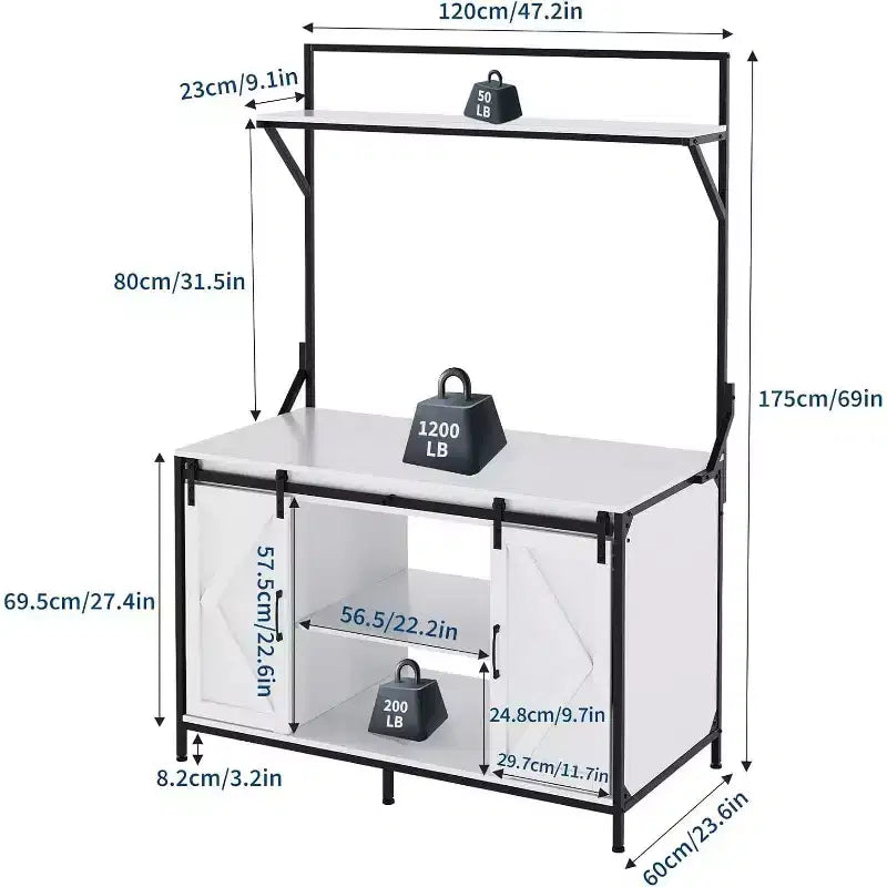 Meuble pour aquarium et terrarium jusqu'à 450 litres, avec plateau de 122x61 cm, prise de courant intégrée, idéal pour les agames barbus, les tortues et les poissons