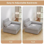 Canapé modulaire MooxvMoo 114 avec rangement, garni de duvet, en forme de L avec dossier réglable, canapés pour salon, appartement, gris