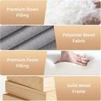 Canapé modulaire MooxvMoo 114 avec rangement, garni de duvet, en forme de L avec dossier réglable, canapés pour salon, appartement, gris