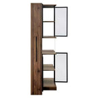 Vitrine haute de 178 cm avec porte en verre, étagère de rangement à 5 niveaux en bois, bibliothèque autoportante pour maison ou bureau