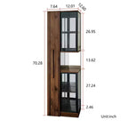 Vitrine haute de 178 cm avec porte en verre, étagère de rangement à 5 niveaux en bois, bibliothèque autoportante pour maison ou bureau