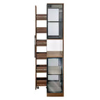 Vitrine haute de 178 cm avec porte en verre, étagère de rangement à 5 niveaux en bois, bibliothèque autoportante pour maison ou bureau