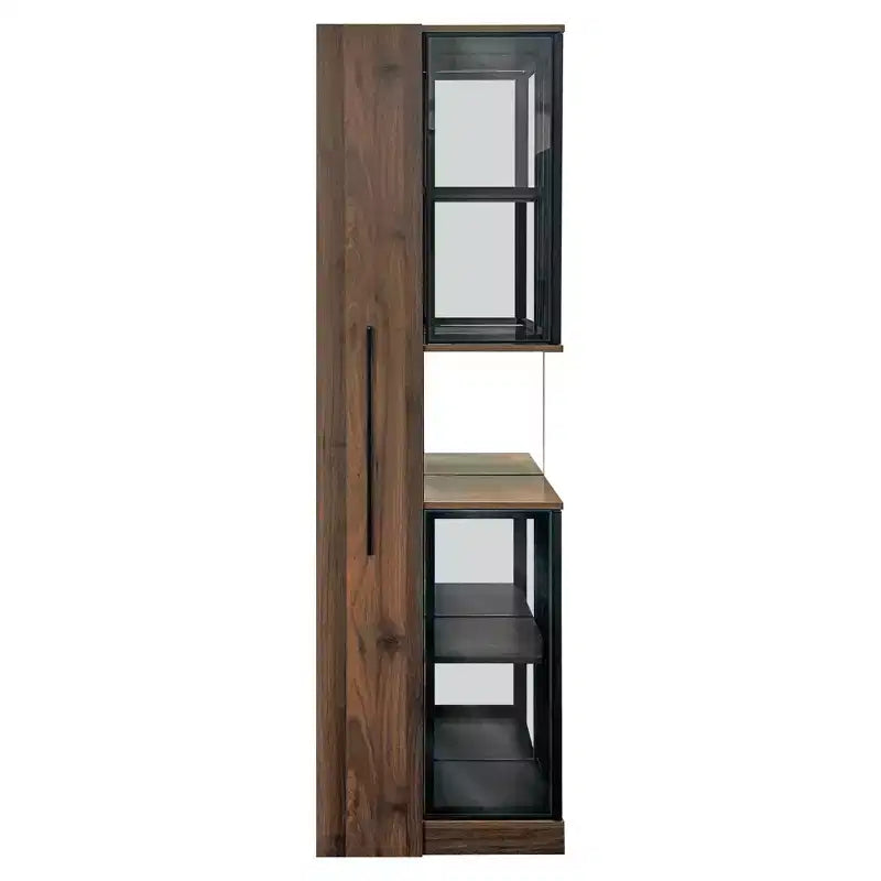 Vitrine haute de 178 cm avec porte en verre, étagère de rangement à 5 niveaux en bois, bibliothèque autoportante pour maison ou bureau