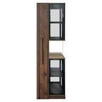 Vitrine haute de 178 cm avec porte en verre, étagère de rangement à 5 niveaux en bois, bibliothèque autoportante pour maison ou bureau