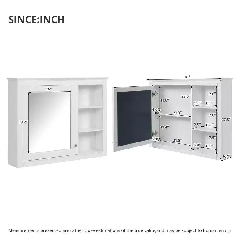 GDFStudio Platt 36 Armoire Murale de Salle de Bain Moderne avec Miroir et Étagère Réglable