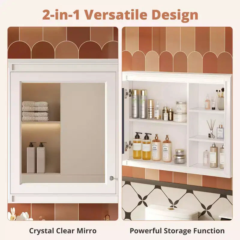 GDFStudio Platt 36 Armoire Murale de Salle de Bain Moderne avec Miroir et Étagère Réglable