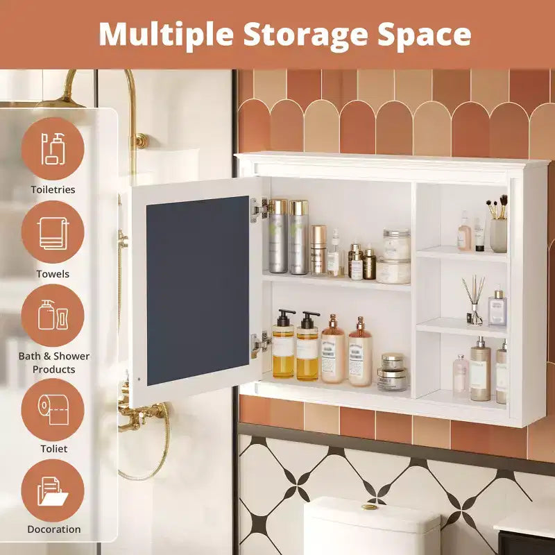 GDFStudio Platt 36 Armoire Murale de Salle de Bain Moderne avec Miroir et Étagère Réglable