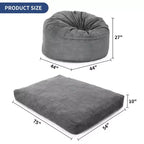 COZONY Lit convertible en pouf, canapé-lit de sol 2-en-1 en velours côtelé et matelas d'appoint avec housse amovible