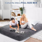 COZONY Lit convertible en pouf, canapé-lit de sol 2-en-1 en velours côtelé et matelas d'appoint avec housse amovible