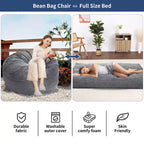 COZONY Lit convertible en pouf, canapé-lit de sol 2-en-1 en velours côtelé et matelas d'appoint avec housse amovible