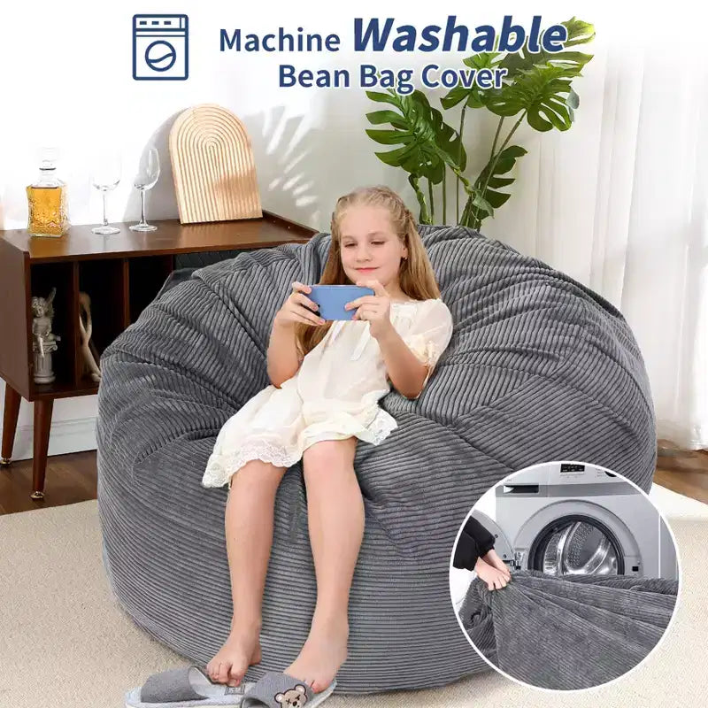 COZONY Lit convertible en pouf, canapé-lit de sol 2-en-1 en velours côtelé et matelas d'appoint avec housse amovible