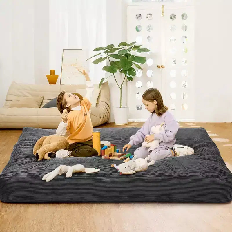 COZONY Lit convertible en pouf, canapé-lit de sol 2-en-1 en velours côtelé et matelas d'appoint avec housse amovible