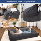 COZONY Lit convertible en pouf, canapé-lit de sol 2-en-1 en velours côtelé et matelas d'appoint avec housse amovible