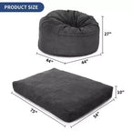 COZONY Lit convertible en pouf, canapé-lit de sol 2-en-1 en velours côtelé et matelas d'appoint avec housse amovible
