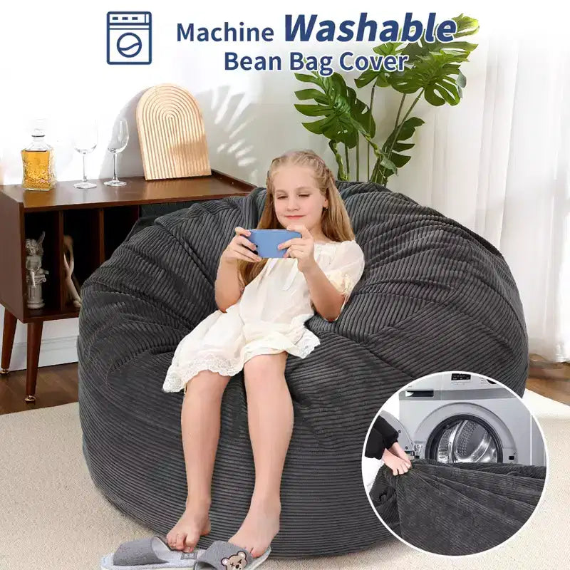 COZONY Lit convertible en pouf, canapé-lit de sol 2-en-1 en velours côtelé et matelas d'appoint avec housse amovible