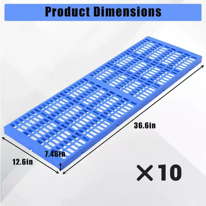 Lot de 10 palettes de sol en plastique robustes, patins de rangement étanches et résistants à l'humidité, conception emboîtable pour garage, atelier et usage industriel