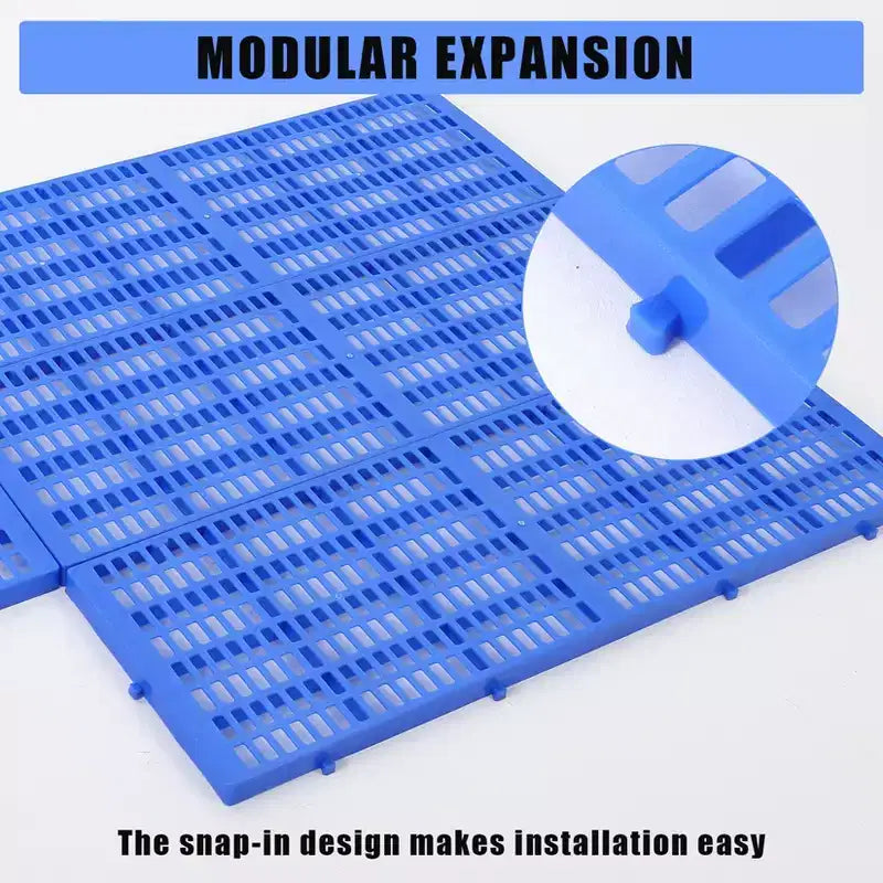 Lot de 10 palettes de sol en plastique robustes, patins de rangement étanches et résistants à l'humidité, conception emboîtable pour garage, atelier et usage industriel