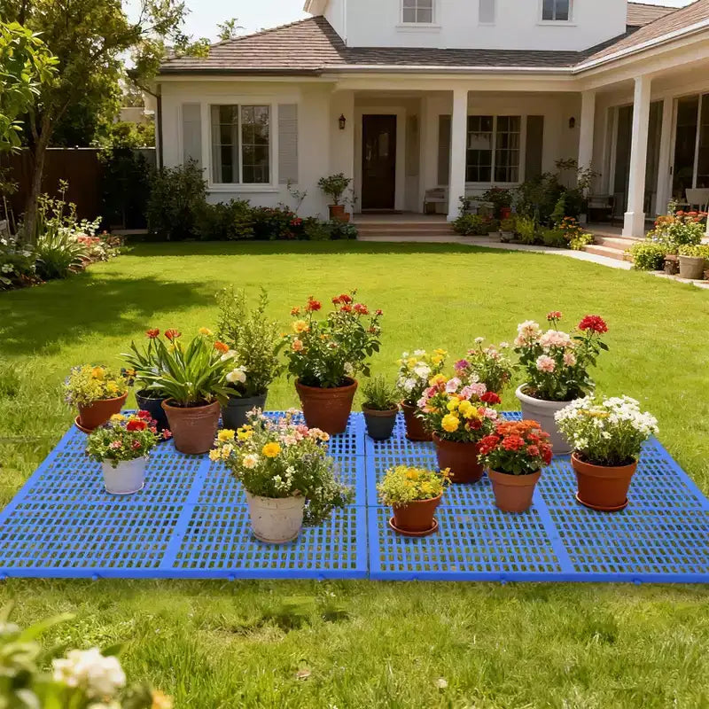 Lot de 10 palettes de sol en plastique robustes, patins de rangement étanches et résistants à l'humidité, conception emboîtable pour garage, atelier et usage industriel