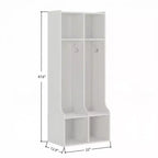 GustoWave Vestiaire enfant à 2 sections, 4 compartiments et 4 crochets, Organisateur de rangement durable pour la maison, la salle d'étude, la crèche ou le jardin d'enfants, Accès facile
